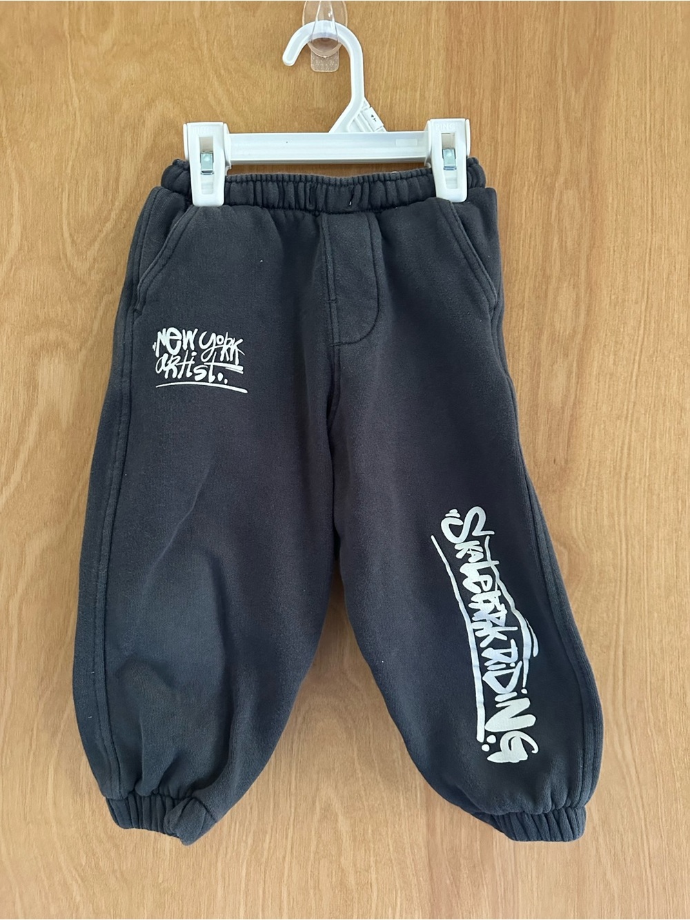 Zara Black Jogger Pants with White Graphic Prints